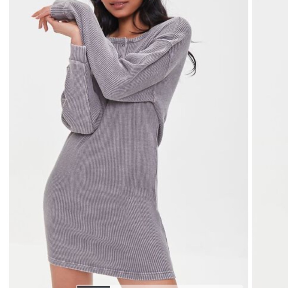 Forever 21 Mineral Washed Long Sleeve Mini Dress | SIZE S